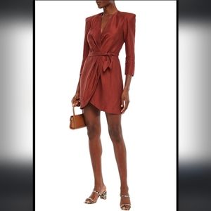Sandro wine tie front mini dress